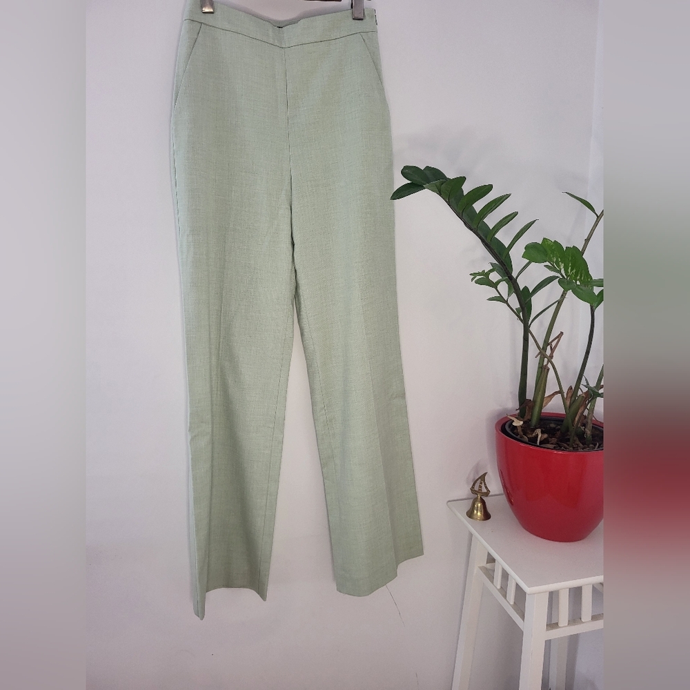 Zara Green Wide-Leg Pants - Picture 3 of 14